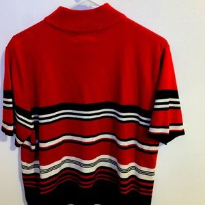 Sag Harbor XL striped mockneck top short sleeve